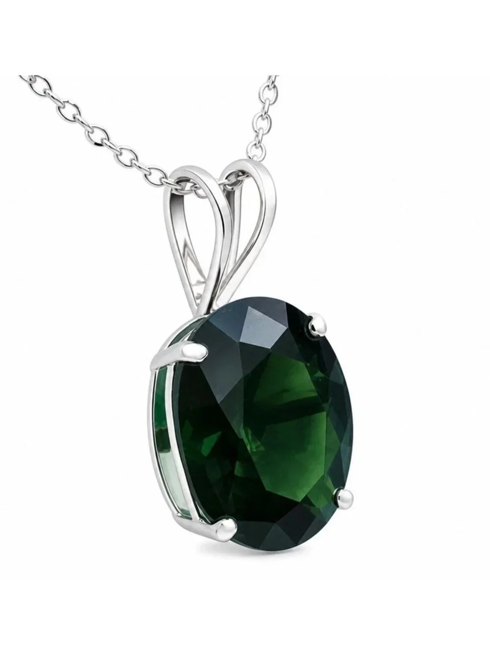 Genuine 2.95 Cts Tsavorite Pendant Solid 14k White Gold